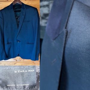 Zara midnight navy tuxedo blazer 44R or xl